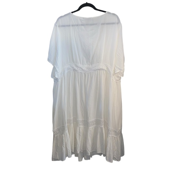 Bloomchic Plus Size White crochet boho Kimono Cardigan cover up duster Sz 22 - Picture 6 of 7